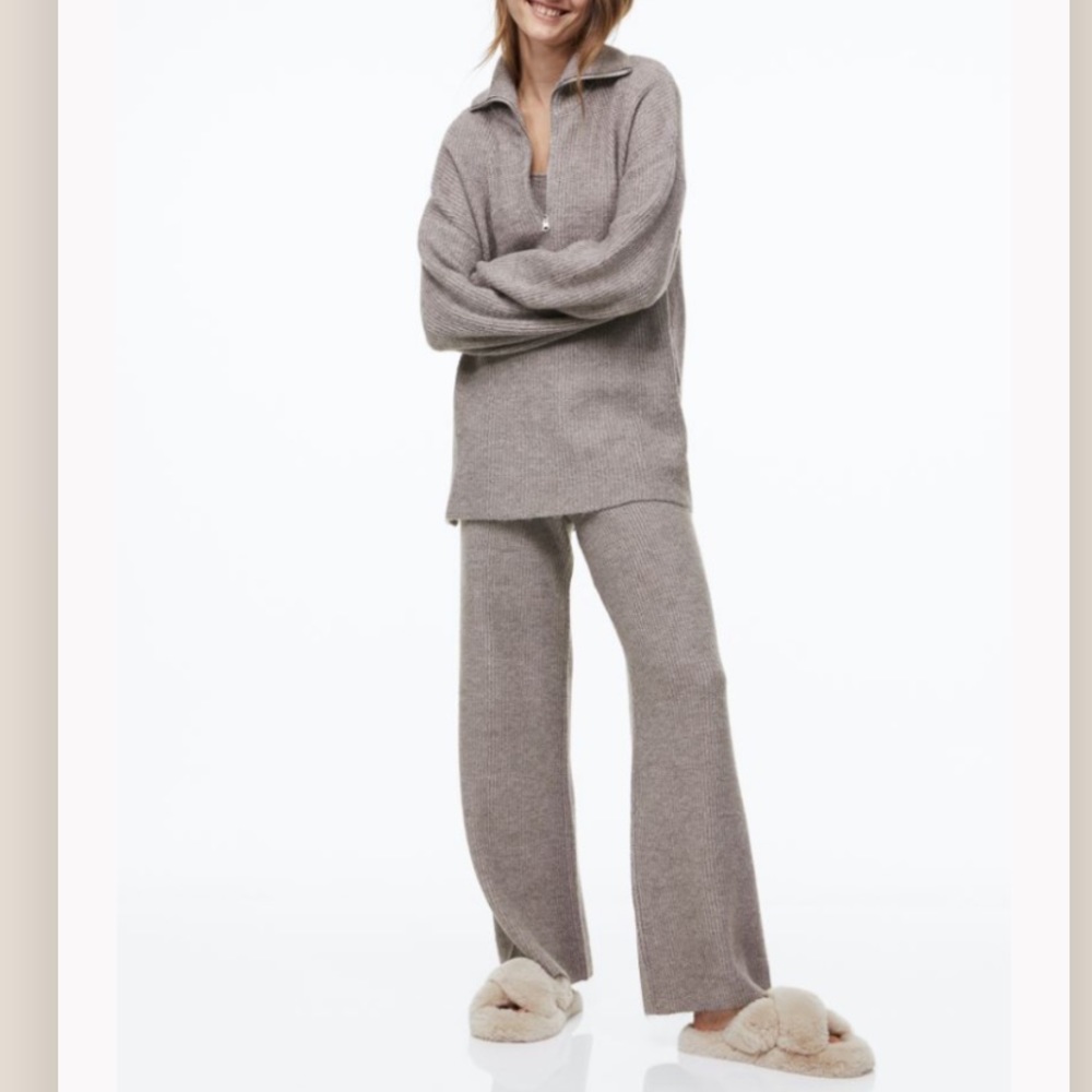 H&M | Rib Knit Half Zip Sweater Set | M
